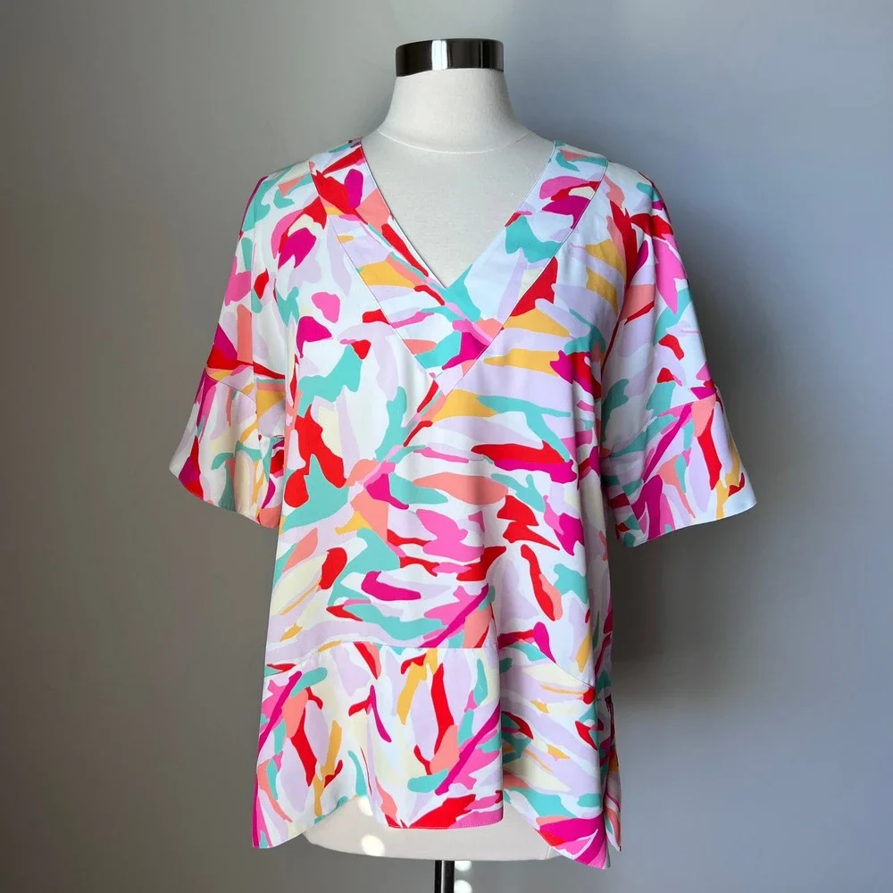 CROSBY by Mollie Burch Shine Your Bright V Neck Kimono Sleeve Top Women's Medium